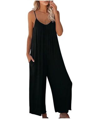 Amazon Black Spaghetti-Strap Wide Leg Jumpsuit